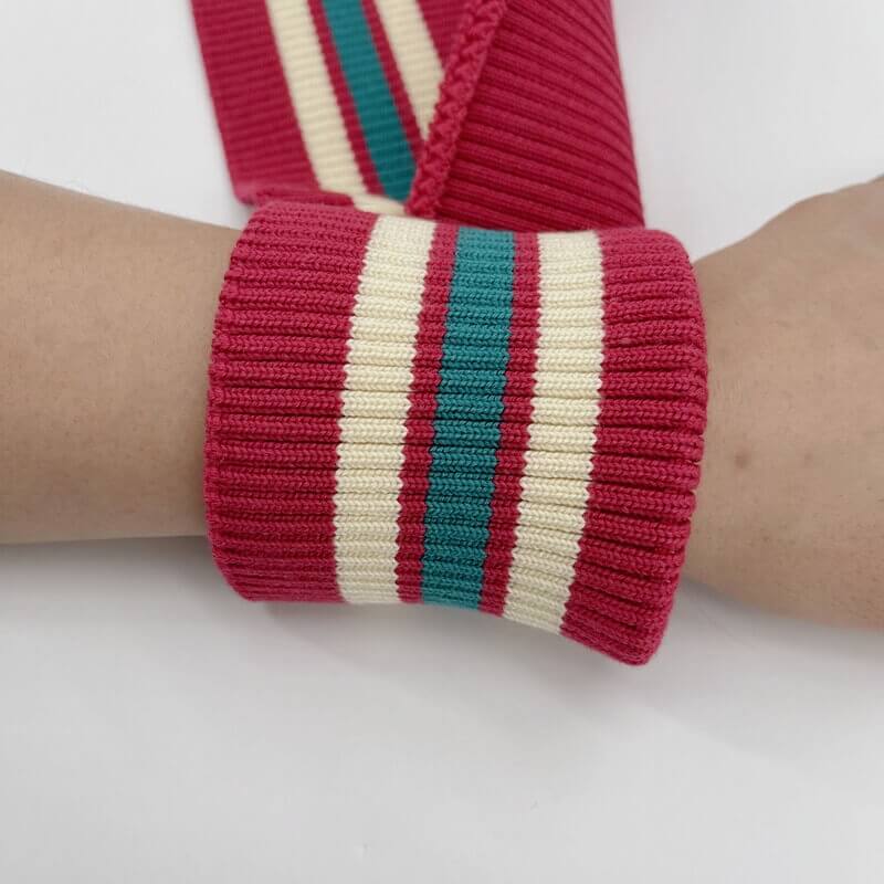 2x1 stripe knit wool hem and cuff